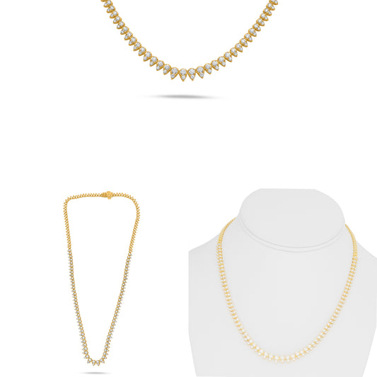 14K White & Yellow Gold Round Diamond Necklace