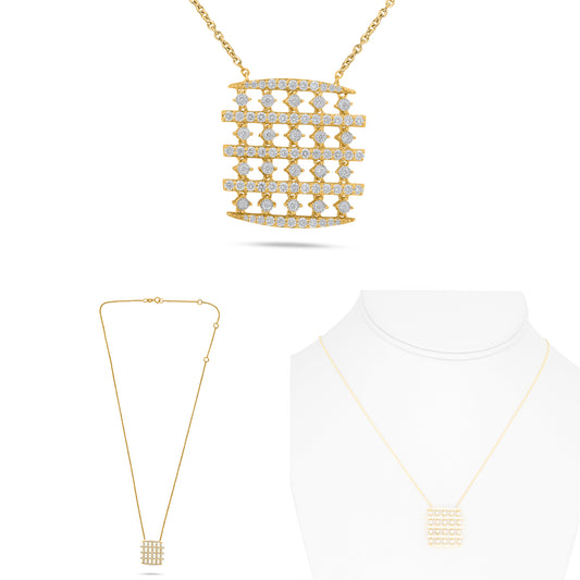 14K White & Yellow Gold Round Diamond Necklace