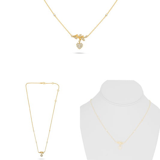 14K Yellow Gold Round Diamond Necklace