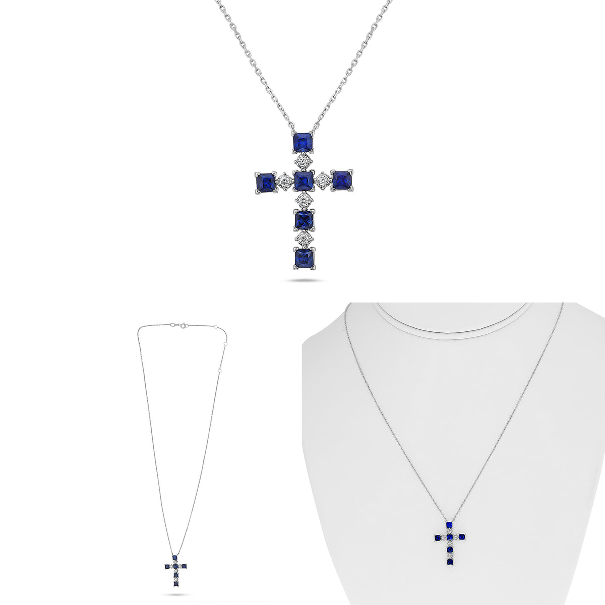 14K White Gold Sapphire Necklace