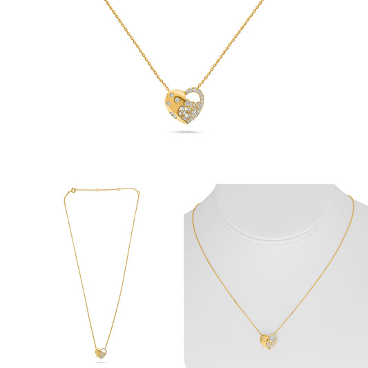 14K Yellow Gold Baguette Diamond Cluster Necklace