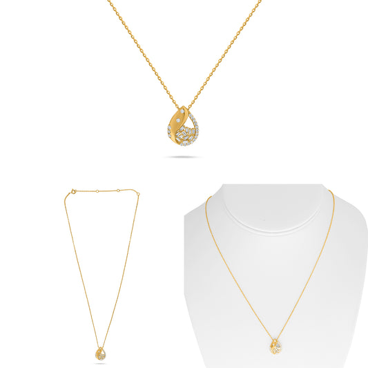 14K Yellow Gold Baguette Diamond Cluster Necklace