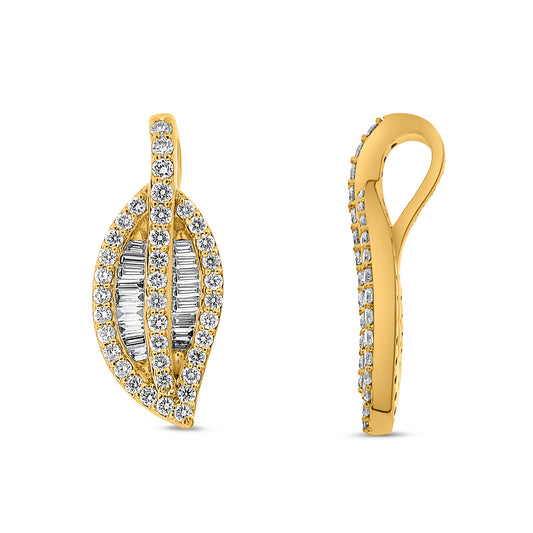 14K Yellow Gold Baguette Diamond Cluster Pendant