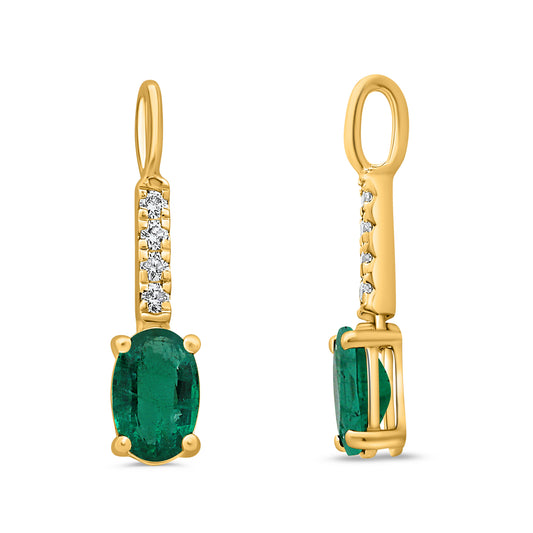 14K Yellow Gold Oval Emerald Pendant