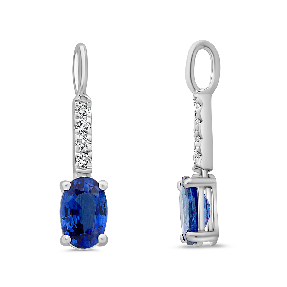 14K White Gold Oval Sapphire Pendant