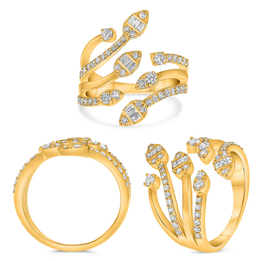 14K Yellow Gold Baguette Diamond Ring