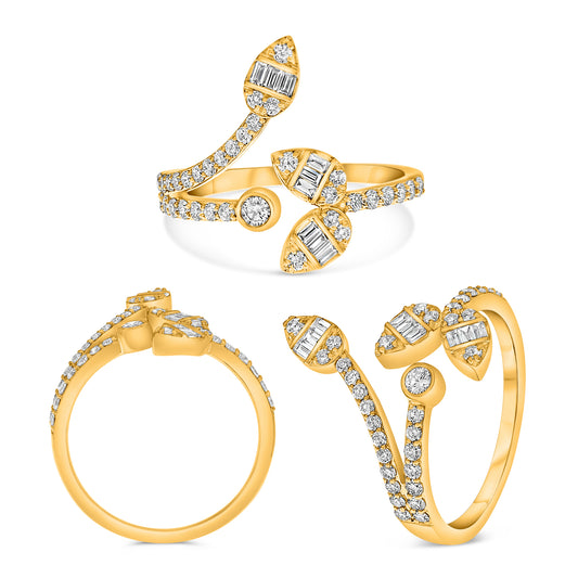 14K Yellow Gold Baguette Diamond Ring