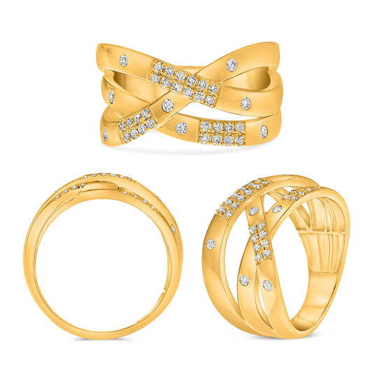14K Yellow Gold Round Diamond Ring