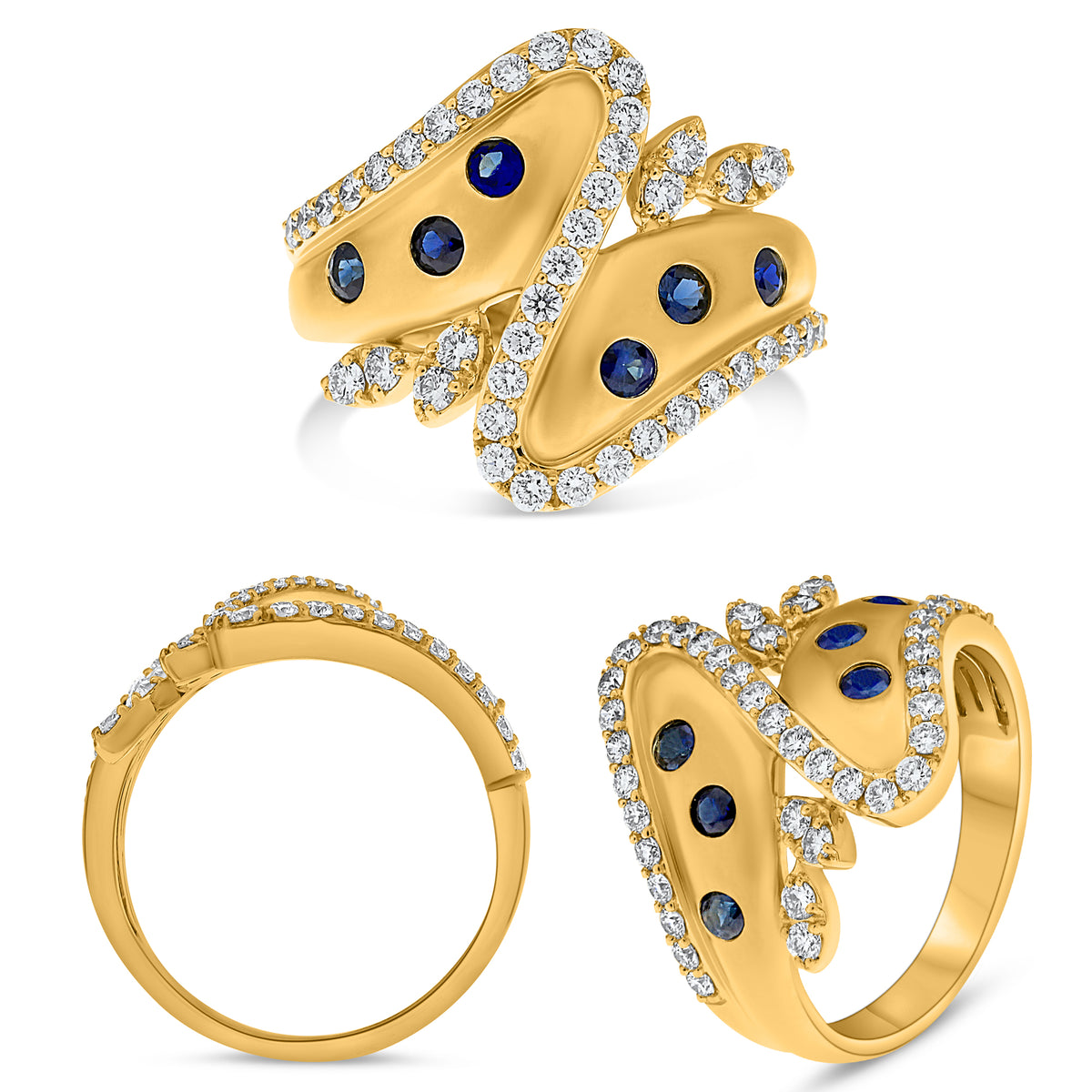14K Yellow Gold Round Sapphire Ring