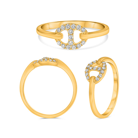 14K Yellow Gold Round Diamond Ring