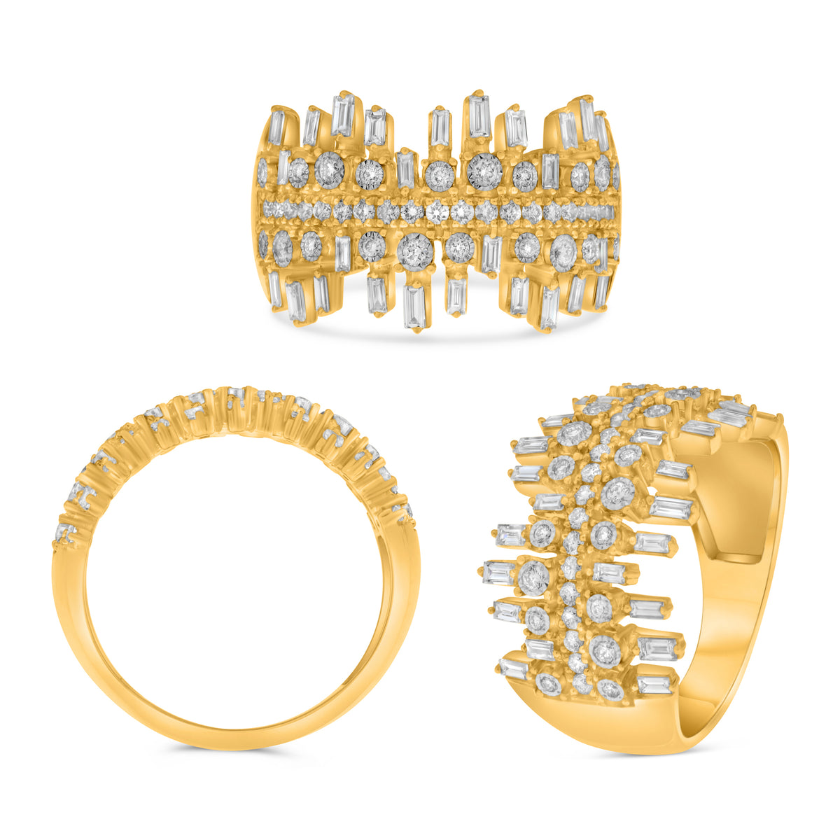 14K White & Yellow Gold Baguette Diamond Ring