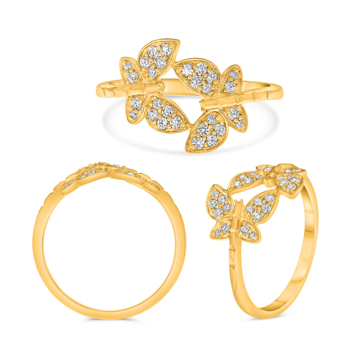 14K Yellow Gold Round Diamond Ring