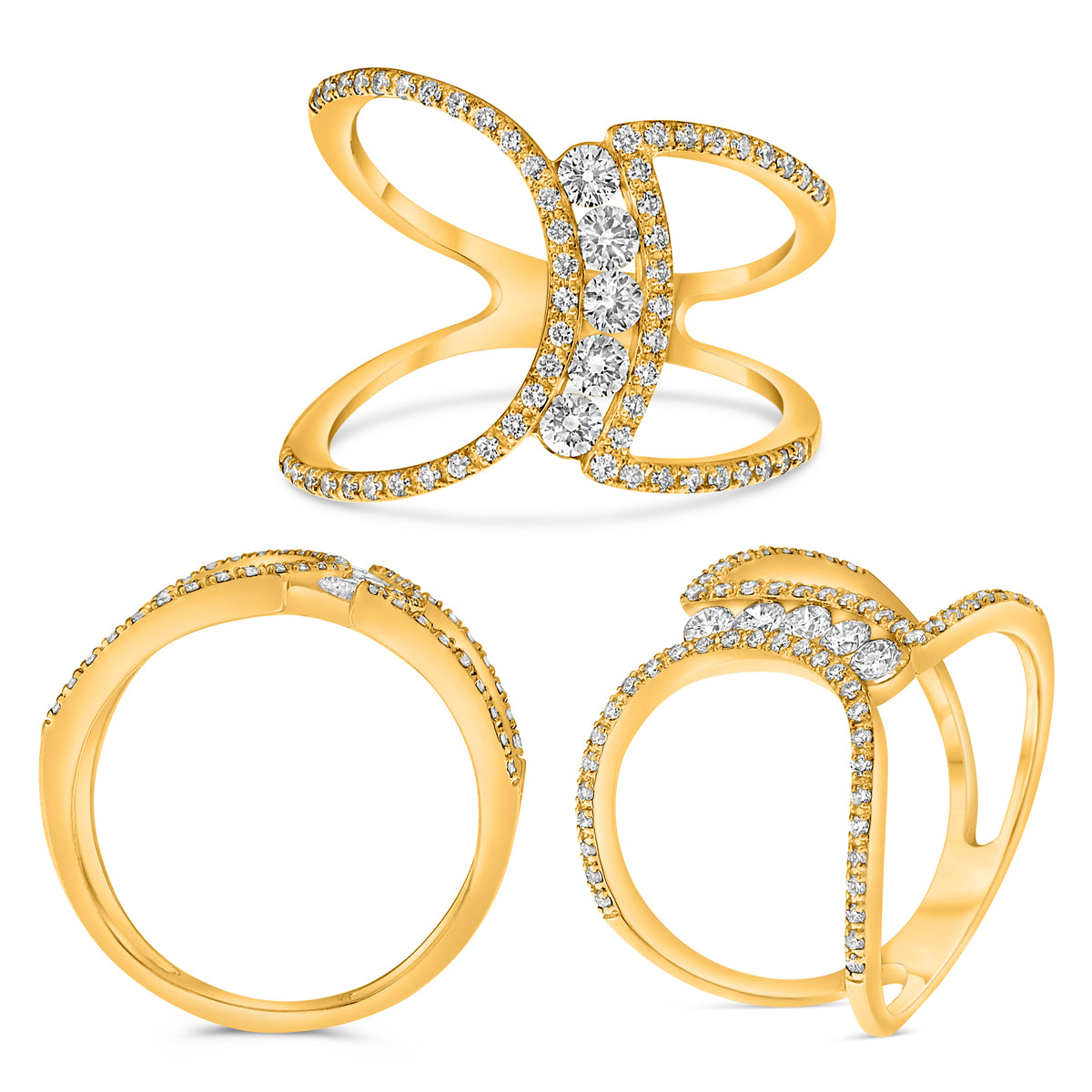 14K Yellow Gold Round Diamond Ring