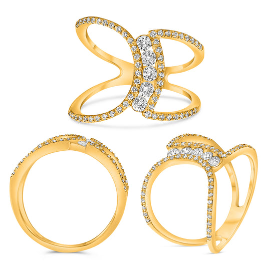 14K Yellow Gold Round Diamond Ring