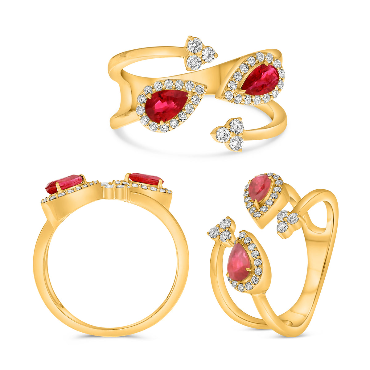 14K Yellow Gold Pear Ruby Ring