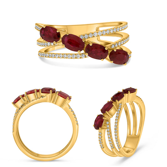 14K Yellow Gold Oval Ruby Ring