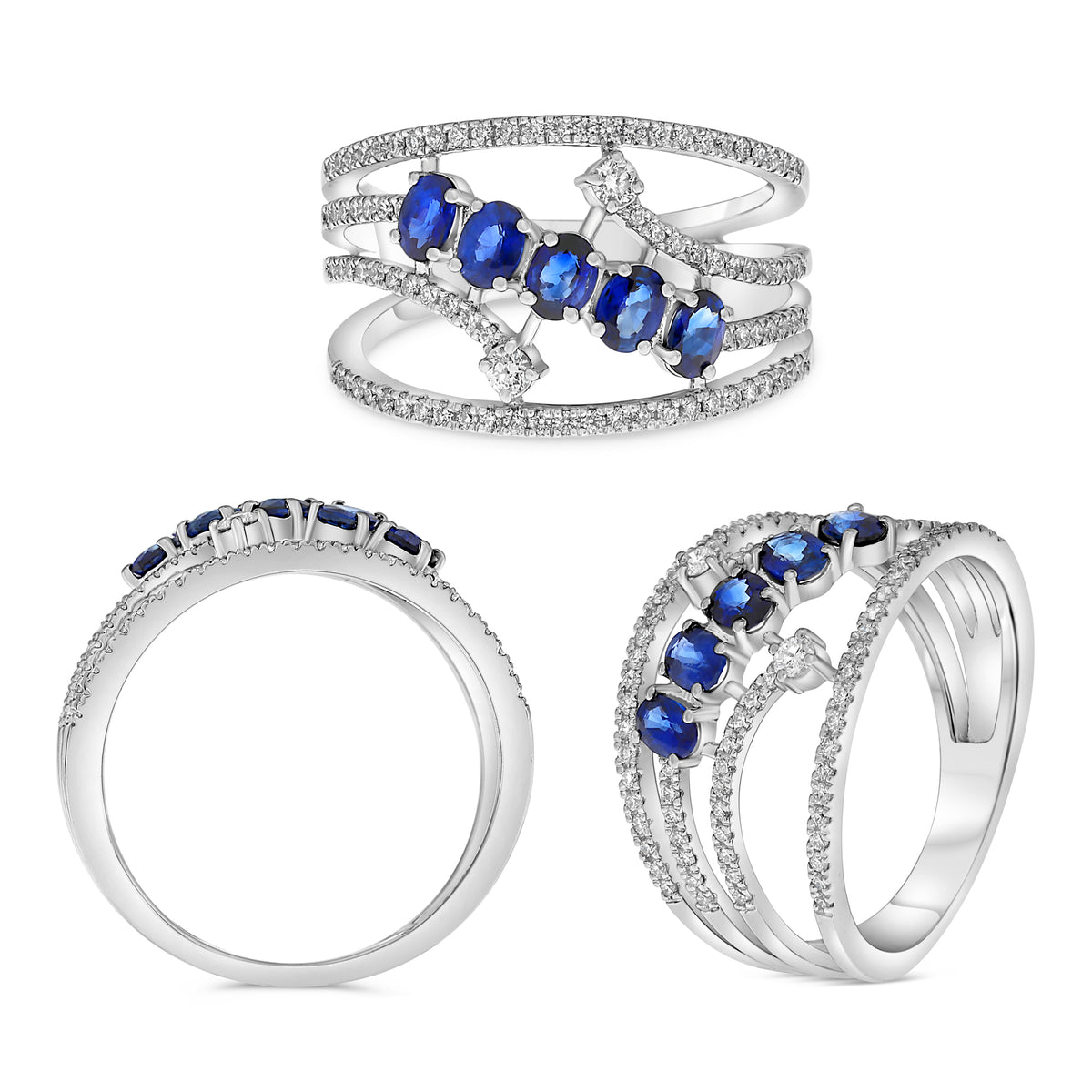 14K White Gold Oval Sapphire Ring