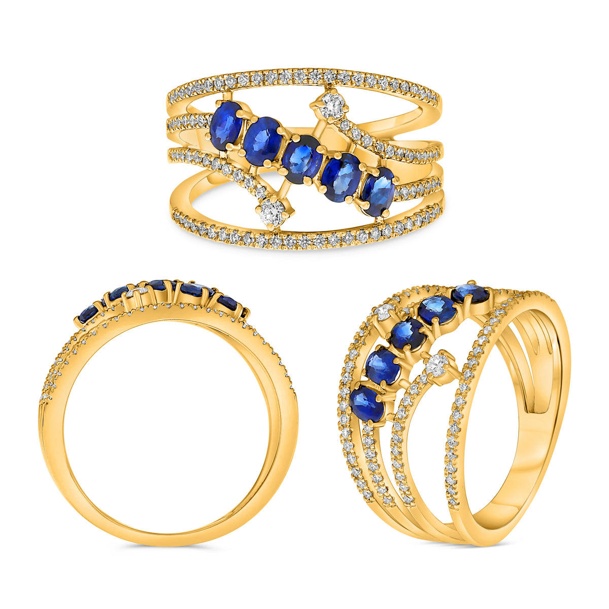 14K Yellow Gold Oval Sapphire Ring