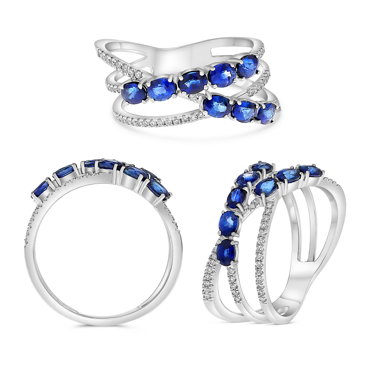 14K White Gold Oval Sapphire Ring