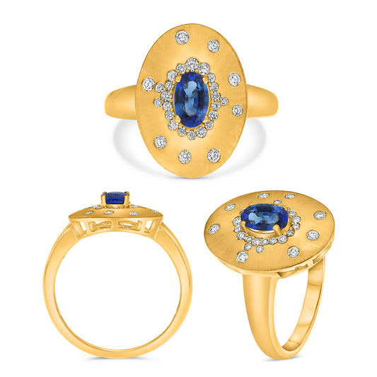 14K Yellow Gold Oval Sapphire Ring