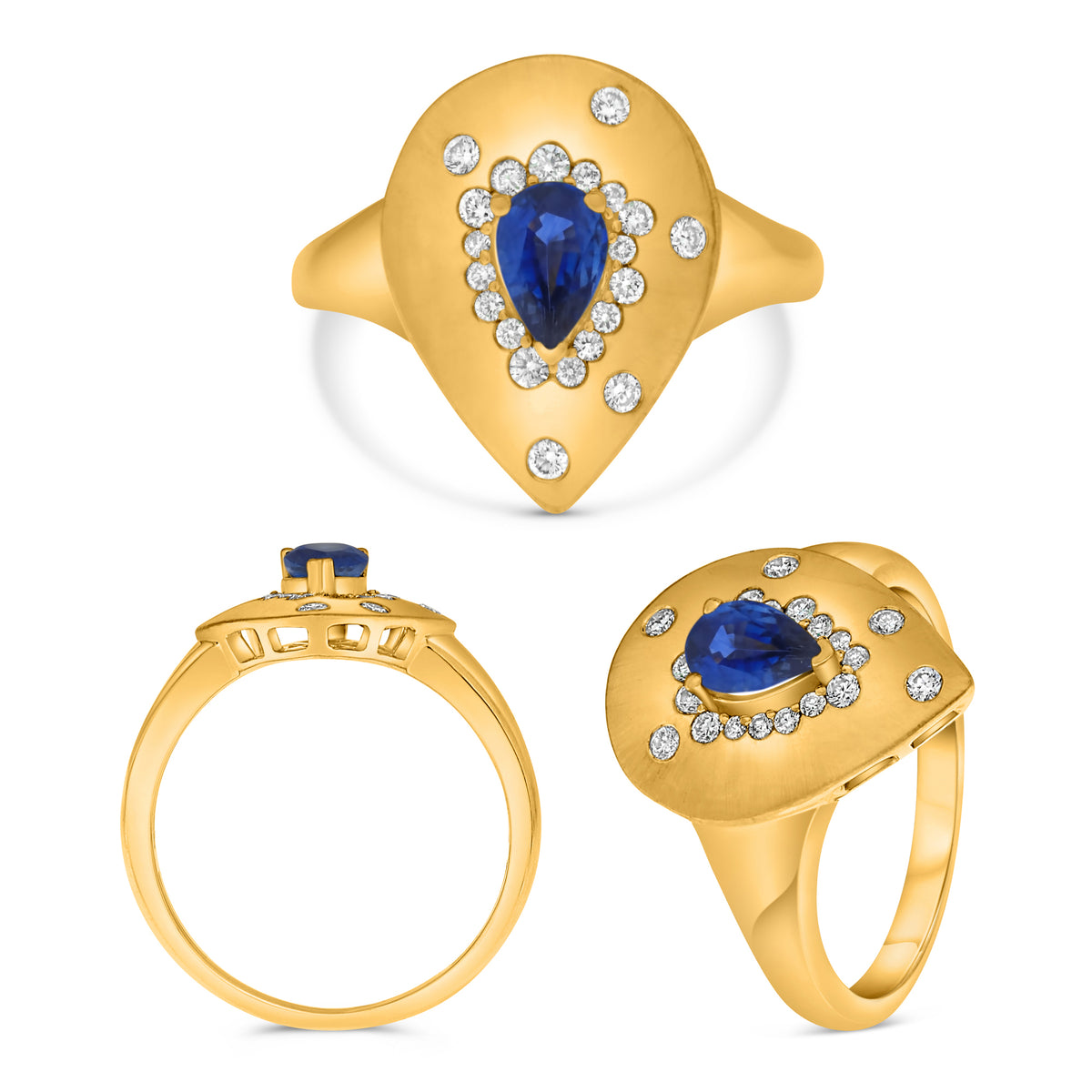 14K Yellow Gold Pear Sapphire Ring