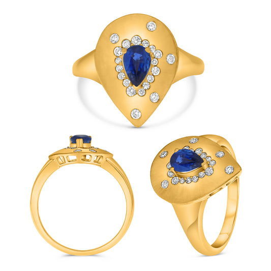 14K Yellow Gold Pear Sapphire Ring
