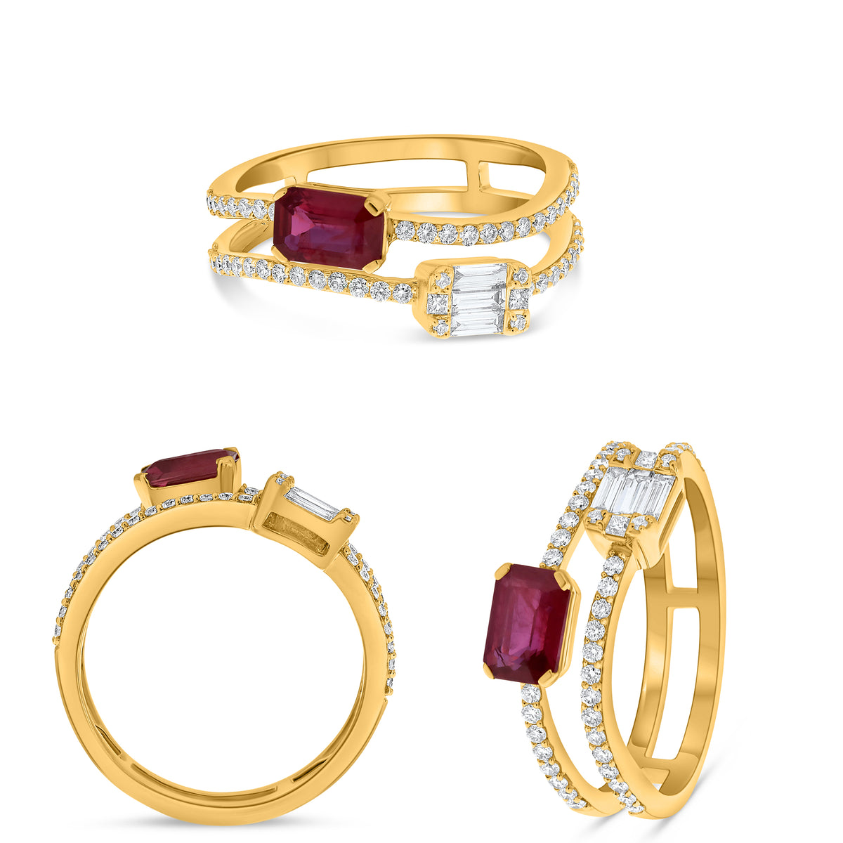 14K Yellow Gold Round Ruby Ring