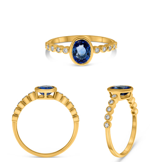 14K Yellow Gold Oval Sapphire Ring