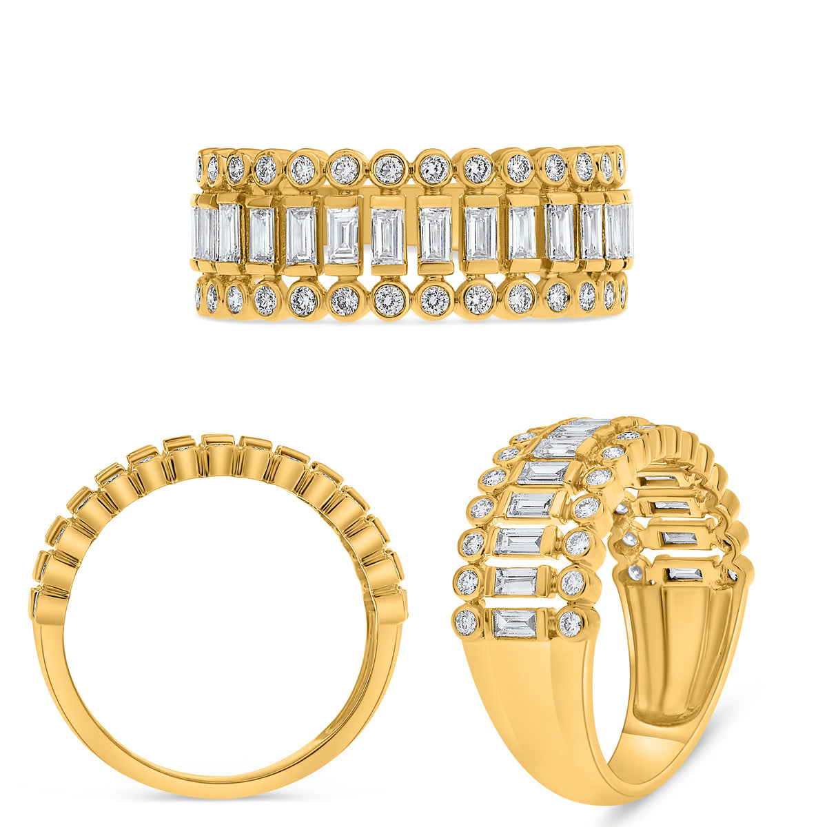 14K Yellow Gold Baguette Diamond Ring