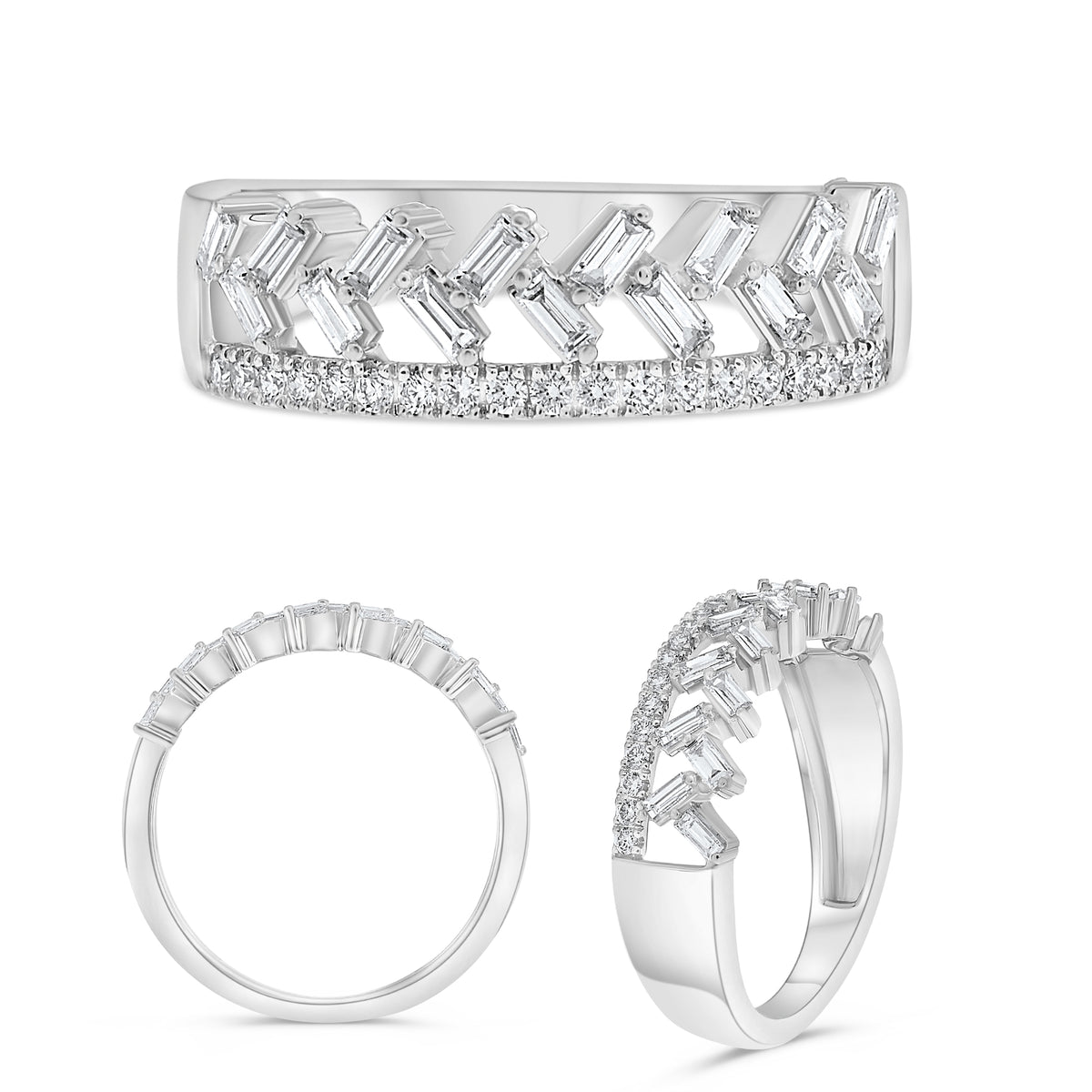 14K White Gold Baguette Diamond Ring