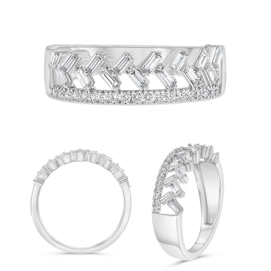 14K White Gold Baguette Diamond Ring