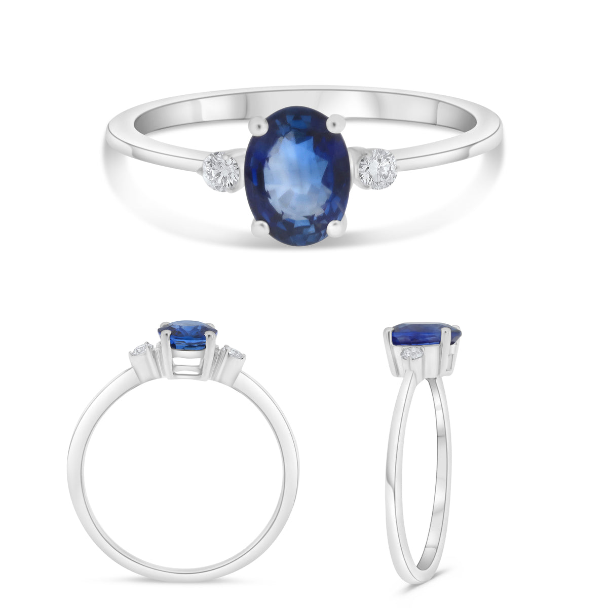 14K White Gold Oval Sapphire Ring