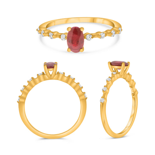 14K Yellow Gold Oval Ruby Ring