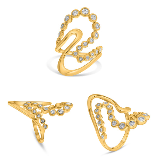14K White & Yellow Gold Round Diamond Ring