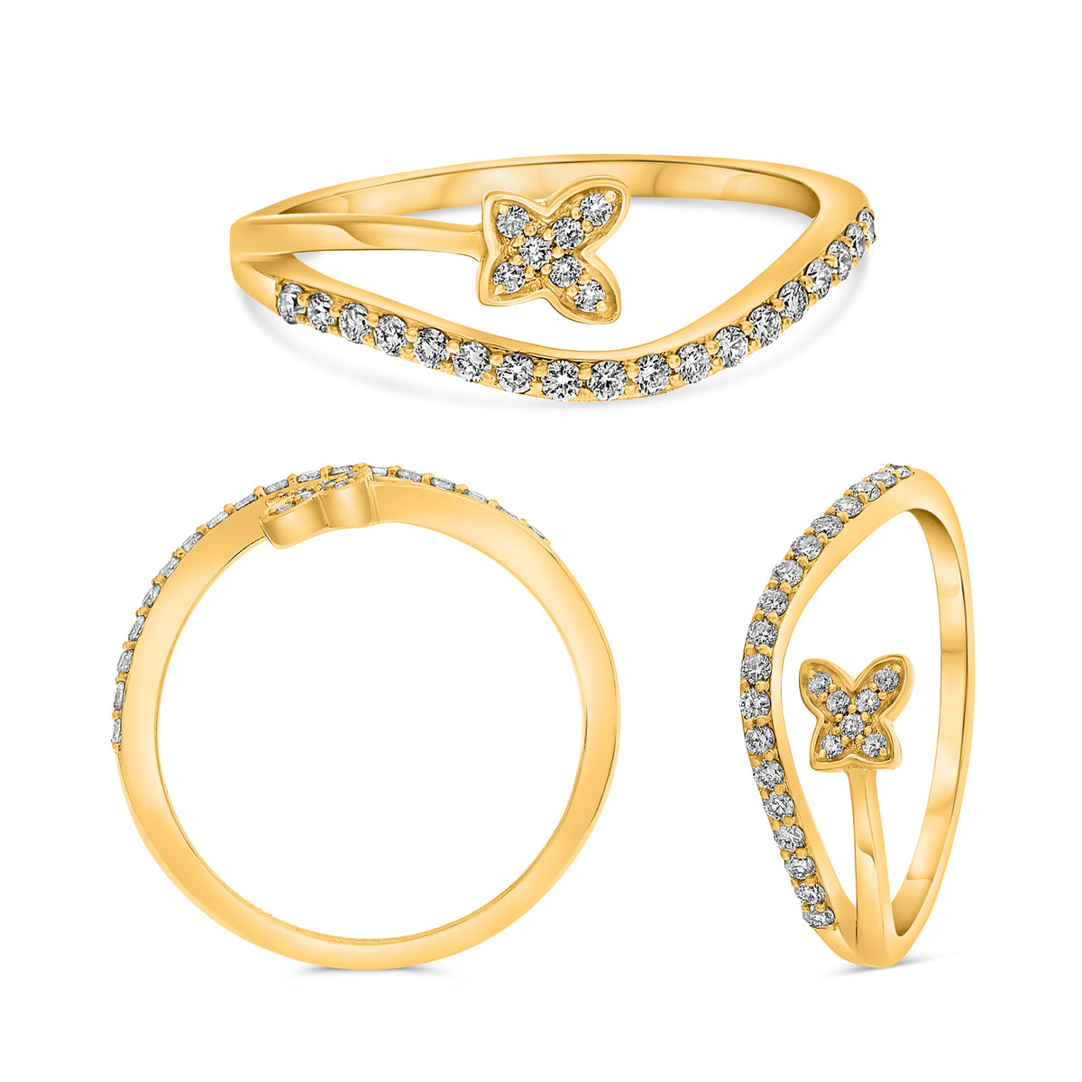 14K Yellow Gold Round Diamond Ring