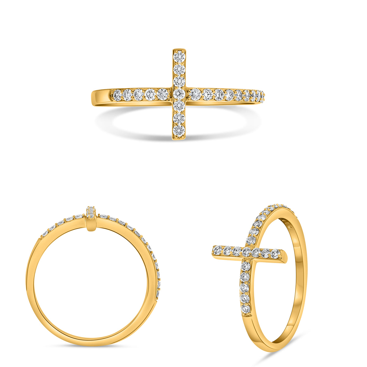 14K Yellow Gold Round Diamond Ring