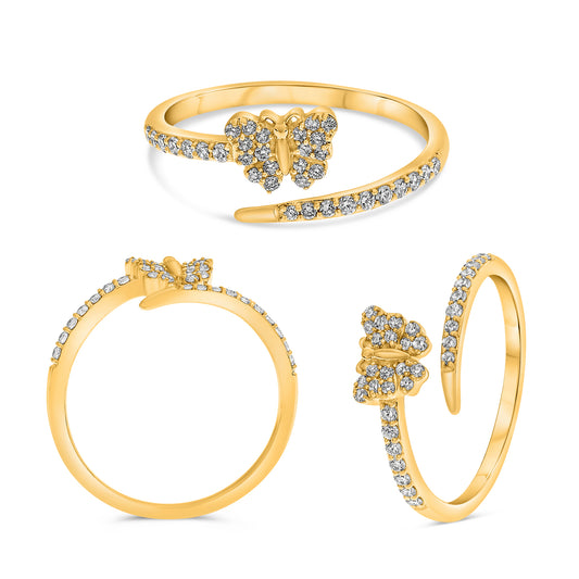 14K Yellow Gold Round Diamond Ring