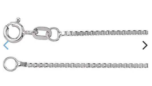 14K white gold box-link chain with spring-ring clasp