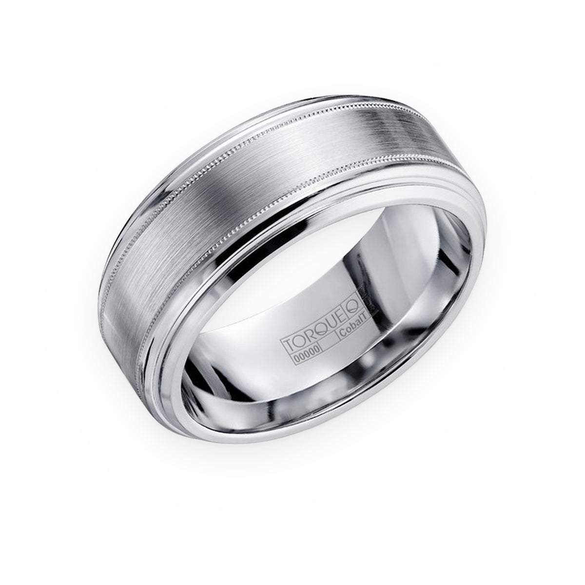 Torque cobalt men's band with brushed milgrain center and polished edges
