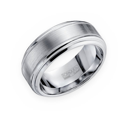 Torque cobalt men's band with brushed milgrain center and polished edges