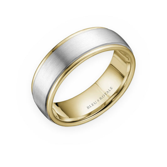 Bleu Royale two-tone white and yellow gold men's wedding band