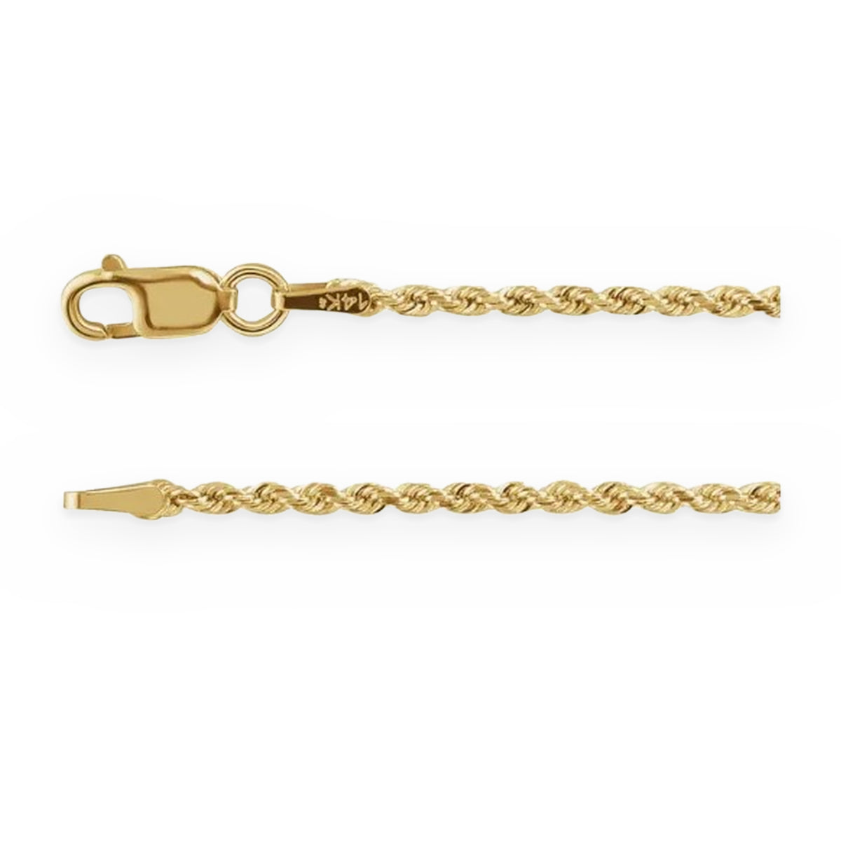 14K yellow gold rope chain with lobster clasp