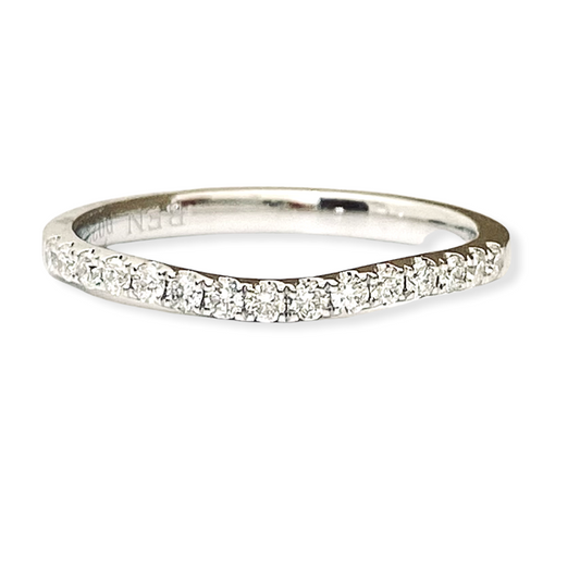 White gold curved pave diamond wedding band